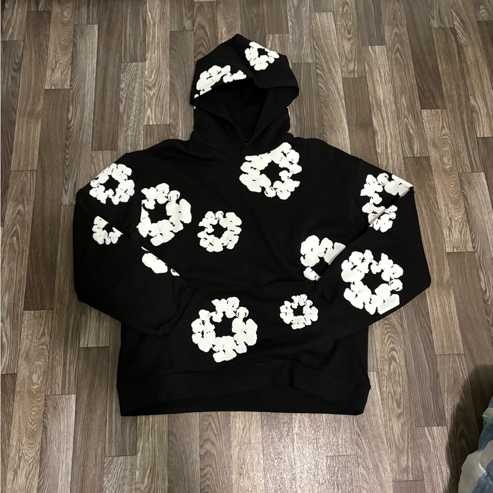 Black and White Floral Hoodie